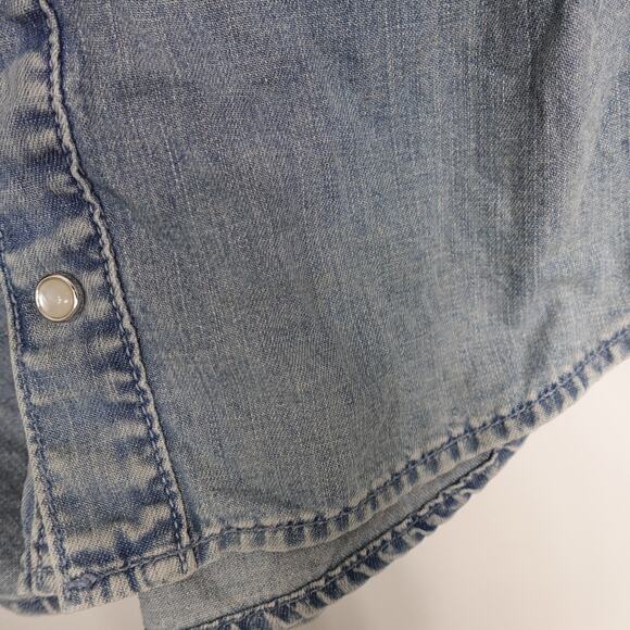 Givenchy Blue Denim Washed Star Chambray Pearl Snap Button Down Shirt 36 US 4 - Picture 14 of 16